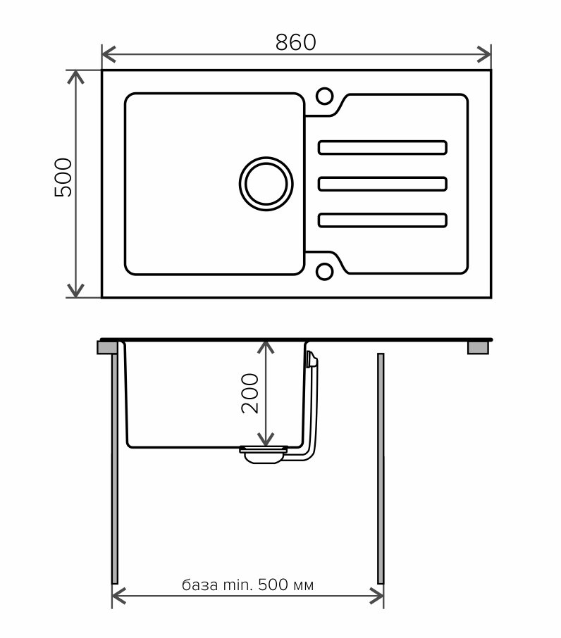 Схема мойки Tolero Сeramic Glass TG-860