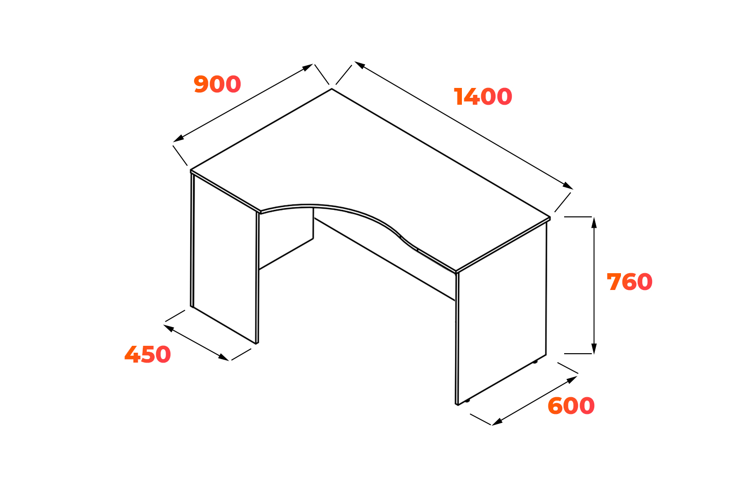 Схема офисного стола SE 1400L