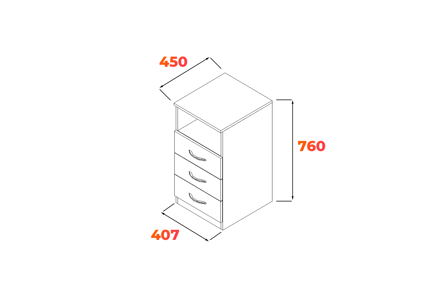 Схема приставной тумбы SC 3D.1