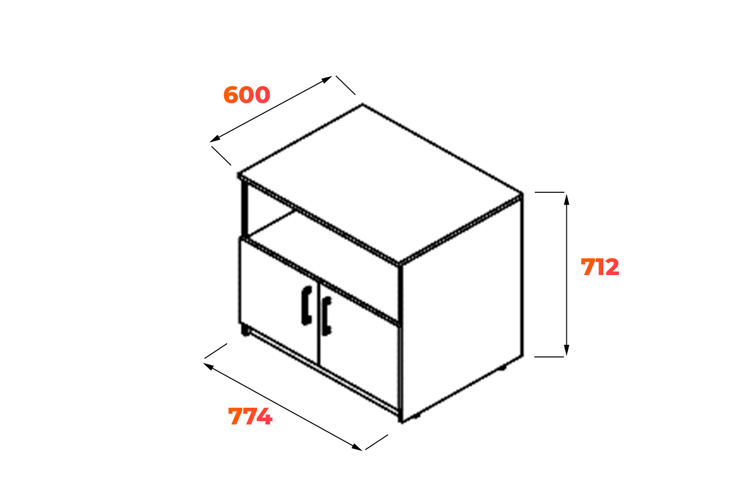 Схема офисной тумбы под оргтехнику SCS 776