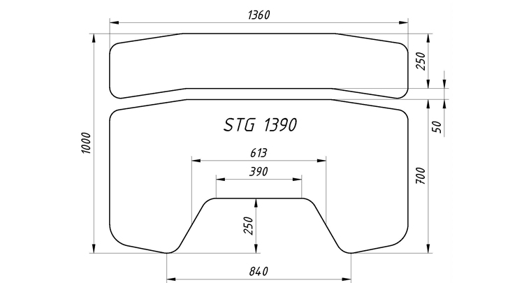 Схема столешницы для стола геймера STG 1390