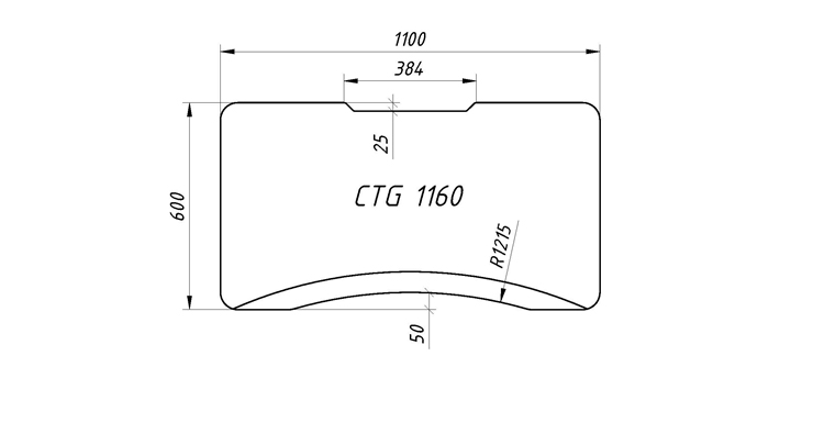 Схема столешницы для стола геймера CTG 1160