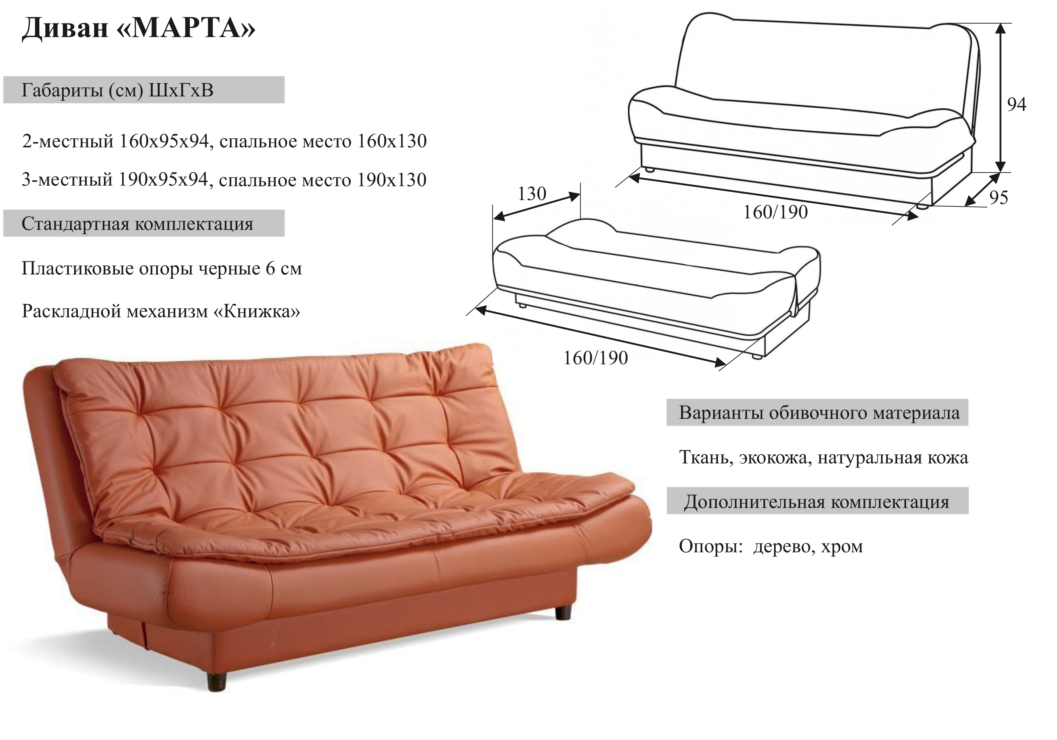 Схема дивана книжки Марта с размерами
