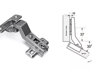 Фото Петля накладная угловая 30 гр. с доводчиком. Комплектующие.
