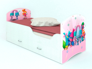 Фото Кровать с ящиками CLASSIC «Тролли». Кровати с принтом.