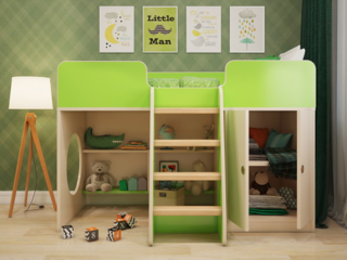 Фото Игровая кровать «Зеленая». Кровати-чердаки.