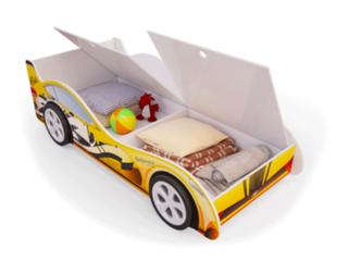 Фото Кровать машинка «Желтая с ящиками». Кровати-машинки.