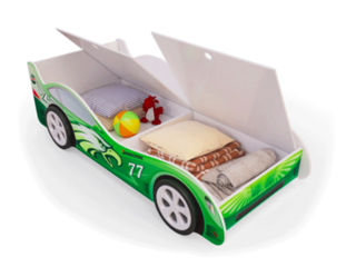 Фото Кровать машинка «Зеленая с ящиками». Кровати-машинки.