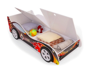 Фото Кровать машинка «Пламя с ящиками». Кровати-машинки.