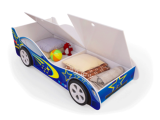 Фото Кровать машинка «Синяя с ящиками». Кровати-машинки.