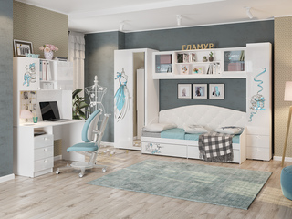 Фото Комплект детской мебели Гламур №2. Детские гарнитуры Гламур.