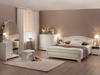 Фото Компоновка №1 Белла (Шкаф комб.* / Комод*/ Тумба пр.*/ Кровать 1,6*/ Тумба пр.*). Примеры комплектаций Белла.