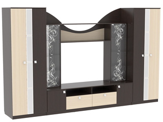 Фото Компоновка №3 Гармония (Шкаф 2-ств./ Мини-стенка/ Шкаф 2-ств.). Модульная стенка Гармония.