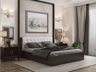 Фото Кровать с мягким изголовьем Стефани 1.6. Кровати с мягким изголовьем.