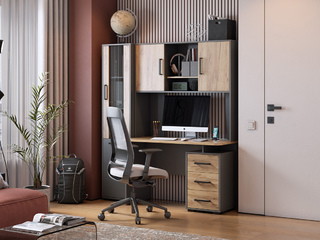 Фото Компоновка Лайт-2 с прямым столом. Модульные компьютерные столы Лайт-2.