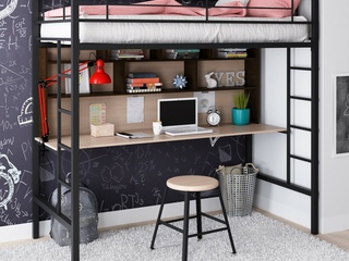 Фото Кровать чердак Севилья-1.2 с рабочей поверхностью и полкой. Кровати-чердаки.
