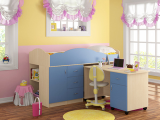 Фото Кровать-чердак Дюймовочка-5.3. Модульная детская Дюймовочка.