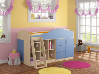 Фото Кровать-чердак Дюймовочка-5.4. Модульная детская Дюймовочка.