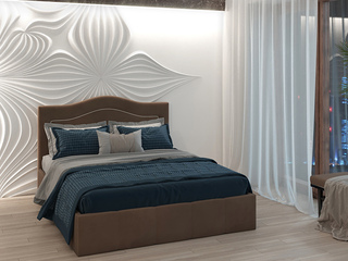 Фото Кровать с мягким изголовьем ОЛИВИЯ без подъемного механизма. Кровати с мягким изголовьем.