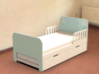 Фото Кровать детская с ящиками Феалта-baby Море 1800*800. Детские кровати фабрики Феалта.