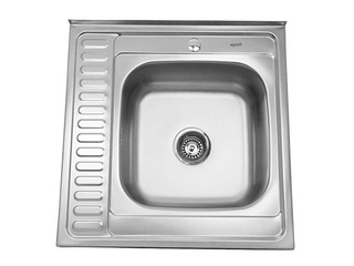 Фото Мойка нержавеющая, 60х60, 0.8х180, выпуск 3 1/2 с сифоном (левая, правая). Накладные мойки.