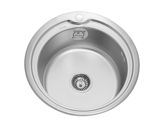 Фото Мойка нержавеющая врезка, 0.8x180 D 510мм, выпуск 3 1/2 с сифоном. Врезные мойки из нержавейки.