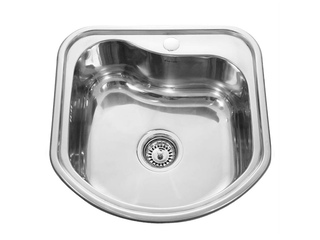 Фото Мойка нержавеющая, врезка 0.8x180, 49х49см, выпуск 3 1/2 с сифоном. Врезные мойки из нержавейки.