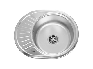 Фото Мойка нержавеющая, врезка 0.8x180, 57х45см, выпуск 3 1/2 с сифоном (левая, правая). Врезные мойки из нержавейки.