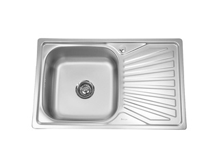 Фото Мойка нержавеющая врезка, 0.8x180, 78х48см, выпуск 3 1/2 с сифоном (левая, правая). Врезные мойки из нержавейки.