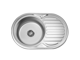 Фото Мойка нержавеющая врезка, 0.8x180, 77х50см, выпуск 3 1/2 с сифоном (левая, правая). Врезные мойки из нержавейки.