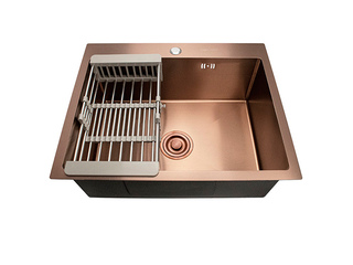 Фото Мойка врезная нерж. 60х50 (61х51) FABIA Profi H6050 МЕДЬ. Врезные мойки из нержавейки.