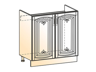 Фото Бергамо Шкаф рабочий под мойку L800 (2 дв. гл.) (эмаль). Модули для кухни Бергамо.