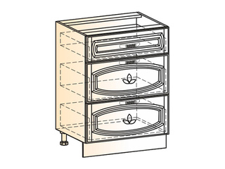 Фото Бергамо Шкаф рабочий L600 (3 ящ.) (эмаль). Модули для кухни Бергамо.