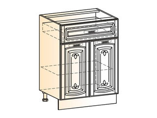 Фото Бергамо Шкаф рабочий L600 (2 дв. гл. 1 ящ.) (эмаль). Модули для кухни Бергамо.