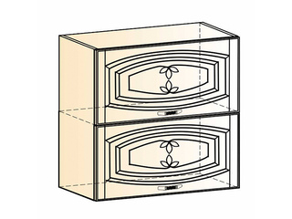 Фото Бергамо Шкаф навесной L800 Н720 (2 дв. гл. гориз.) (эмаль). Модули для кухни Бергамо.