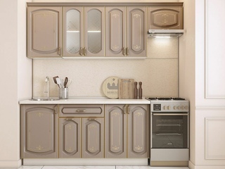 Фото Кухонный гарнитур Бергамо 2200 с карнизом. Кухонные гарнитуры Бергамо.