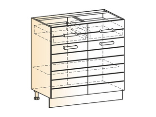 Фото Виктория Шкаф рабочий L800 (2 дв. гл. 2 ящ.). Модули для кухни Виктория.