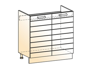 Фото Виктория Шкаф рабочий под мойку L800 (2 дв. гл.). Модули для кухни Виктория.