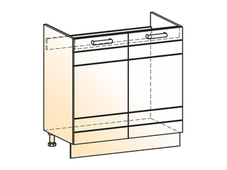 Фото Мечта Шкаф рабочий под мойку L800 (2 дв. гл.). Модули для кухни Мечта.
