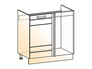 Фото Мечта Шкаф рабочий под мойку угл. L800 (1 дв. гл.). Модули для кухни Мечта.