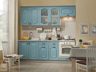 Фото Кухонный гарнитур Бергамо 2200 с карнизом (1). Кухонные гарнитуры Бергамо.