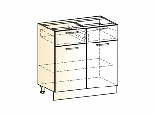 Фото Яна Шкаф рабочий L800 (2 дв. гл. 2 ящ.). Модули для кухни Яна.