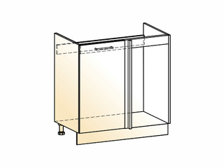 Фото Яна Шкаф рабочий под мойку угл. L800 (1 дв. гл.). Модули для кухни Яна.