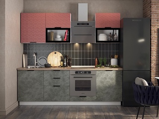 Фото Кухонный гарнитур «Стоун» №6 2400 с фрезеровкой. Кухонные гарнитуры Стоун.