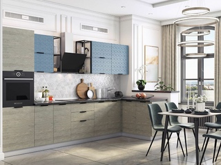 Фото Кухонный гарнитур «Стоун» №4 3400х1420 с фрезеровкой. Кухонные гарнитуры Стоун.