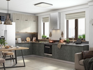 Фото Кухонный гарнитур «Стоун» №1 1800х4020. Кухонные гарнитуры Стоун.