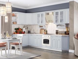 Фото Кухонный гарнитур №1 «Бавария» 1520х3250 с карнизом. Кухонные гарнитуры Бавария.