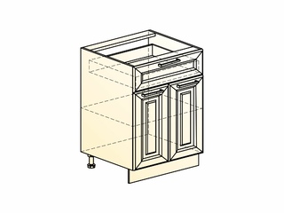 Фото Мишель Шкаф рабочий L600 (2 дв. гл. 1 ящ.) (эмаль). Модули для кухни Мишель.