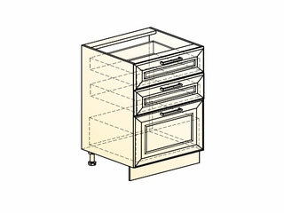 Фото Мишель Шкаф рабочий L600 (3 ящ.) (эмаль). Модули для кухни Мишель.