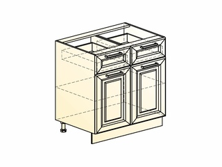 Фото Мишель Шкаф рабочий L800 (2 дв. гл. 2 ящ.) (эмаль). Модули для кухни Мишель.